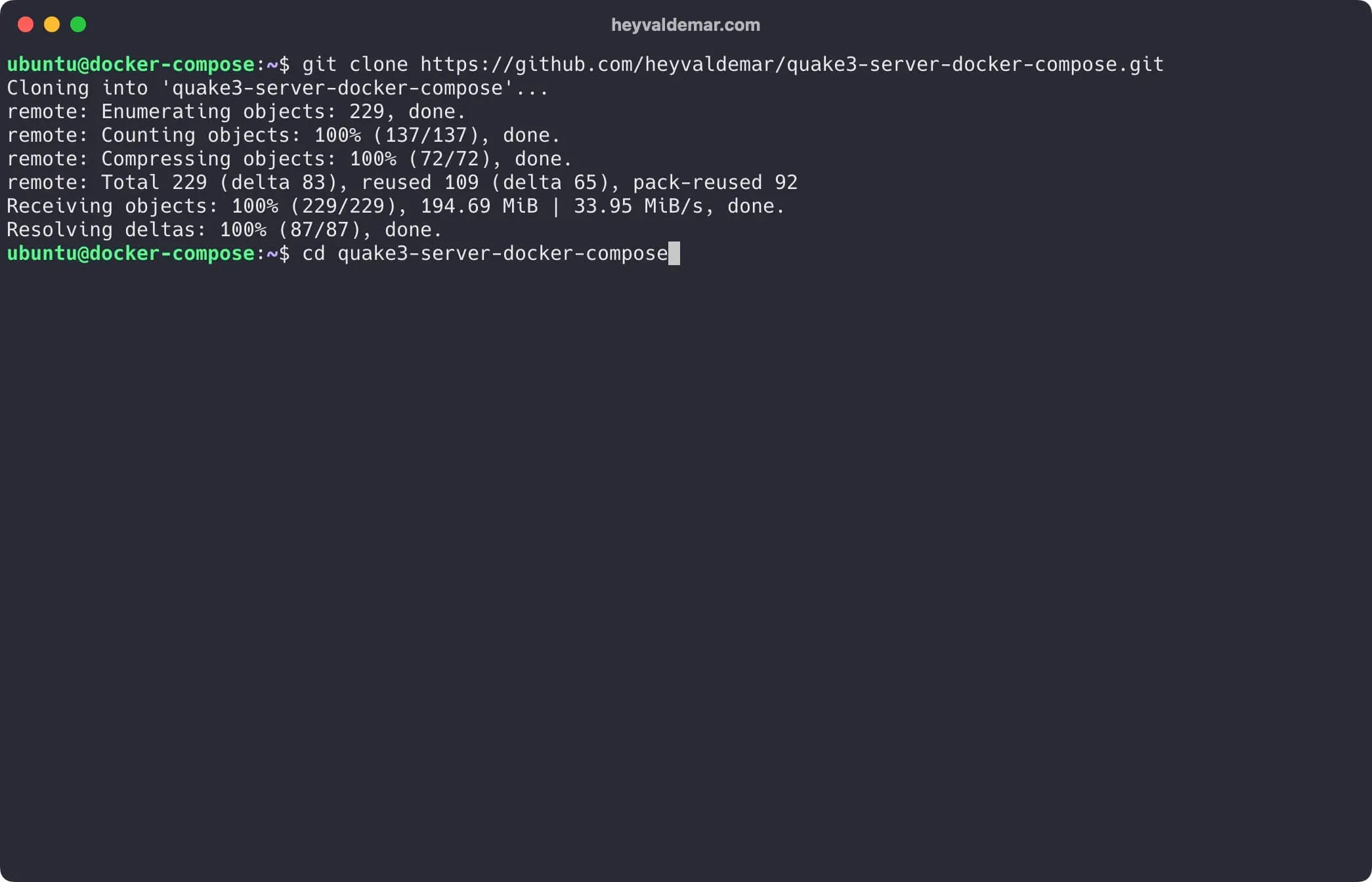 Install Quake 3 Server Using Docker Compose - Step 2