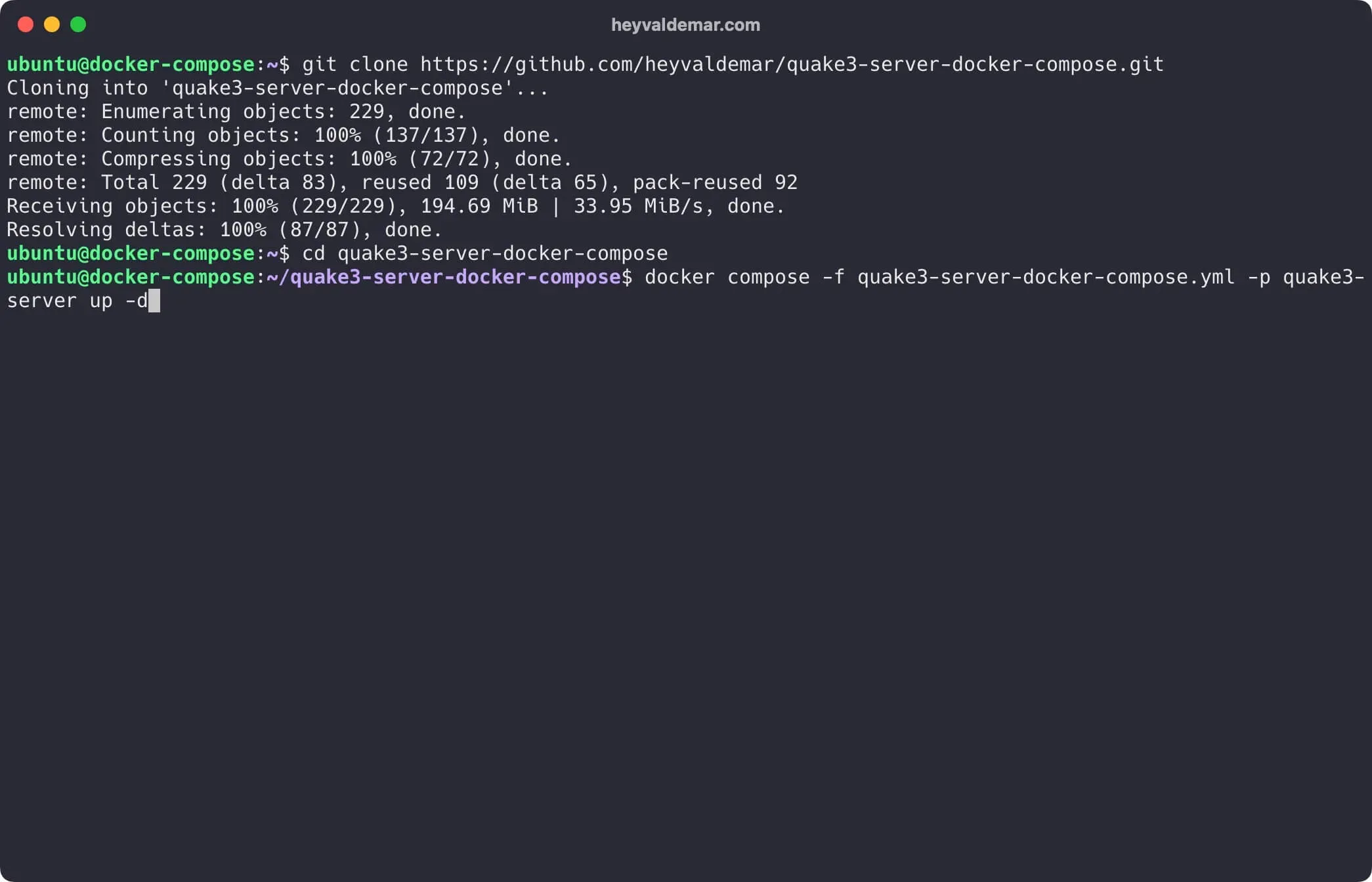 Install Quake 3 Server Using Docker Compose - Step 3