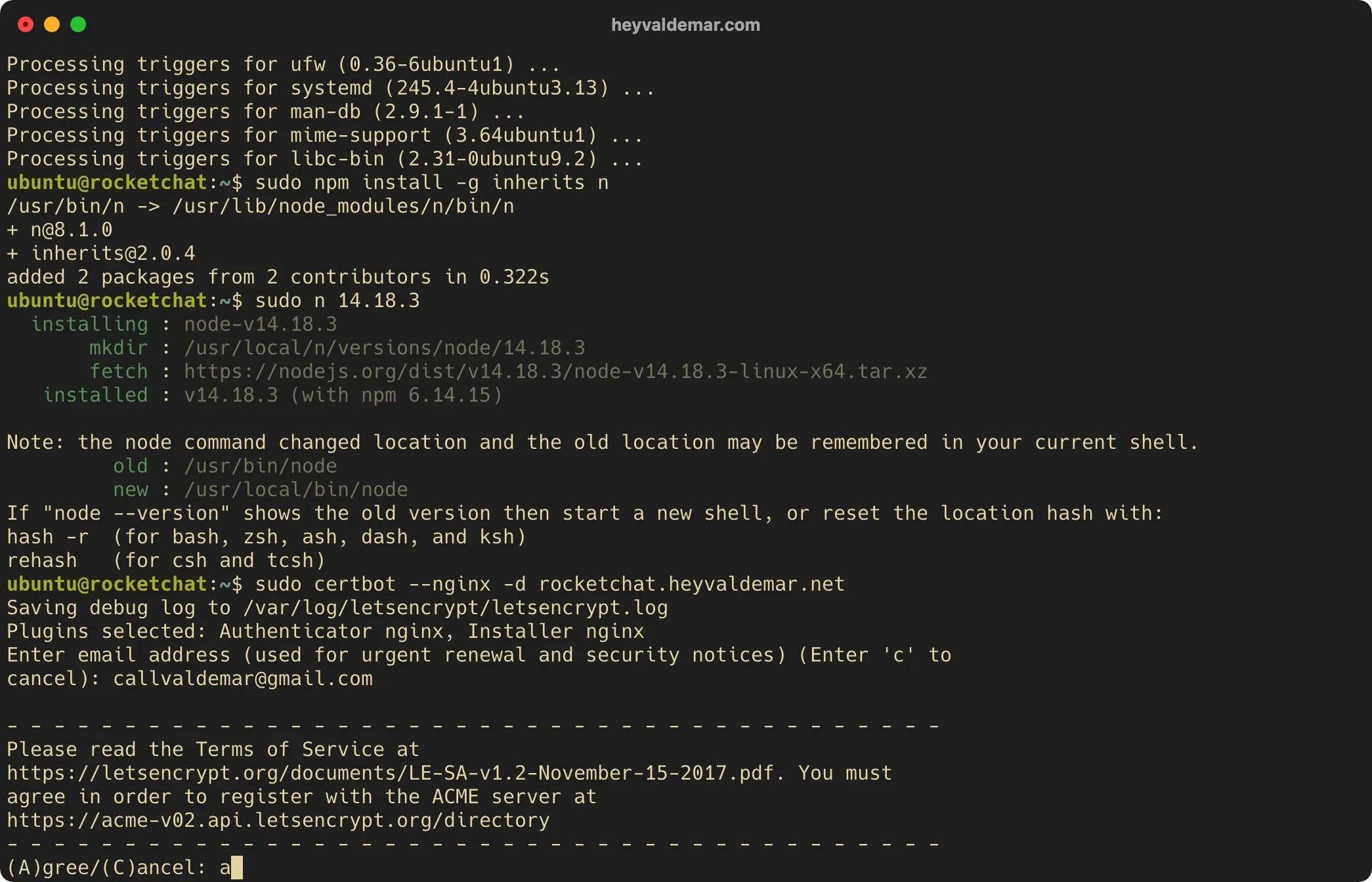 Install Rocket.Chat on Ubuntu Server - Step 10