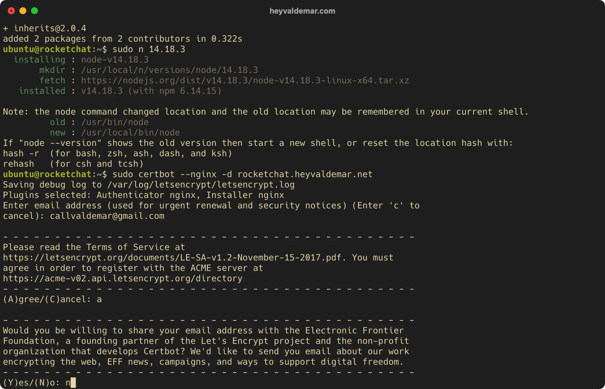 Install Rocket.Chat on Ubuntu Server - Step 11
