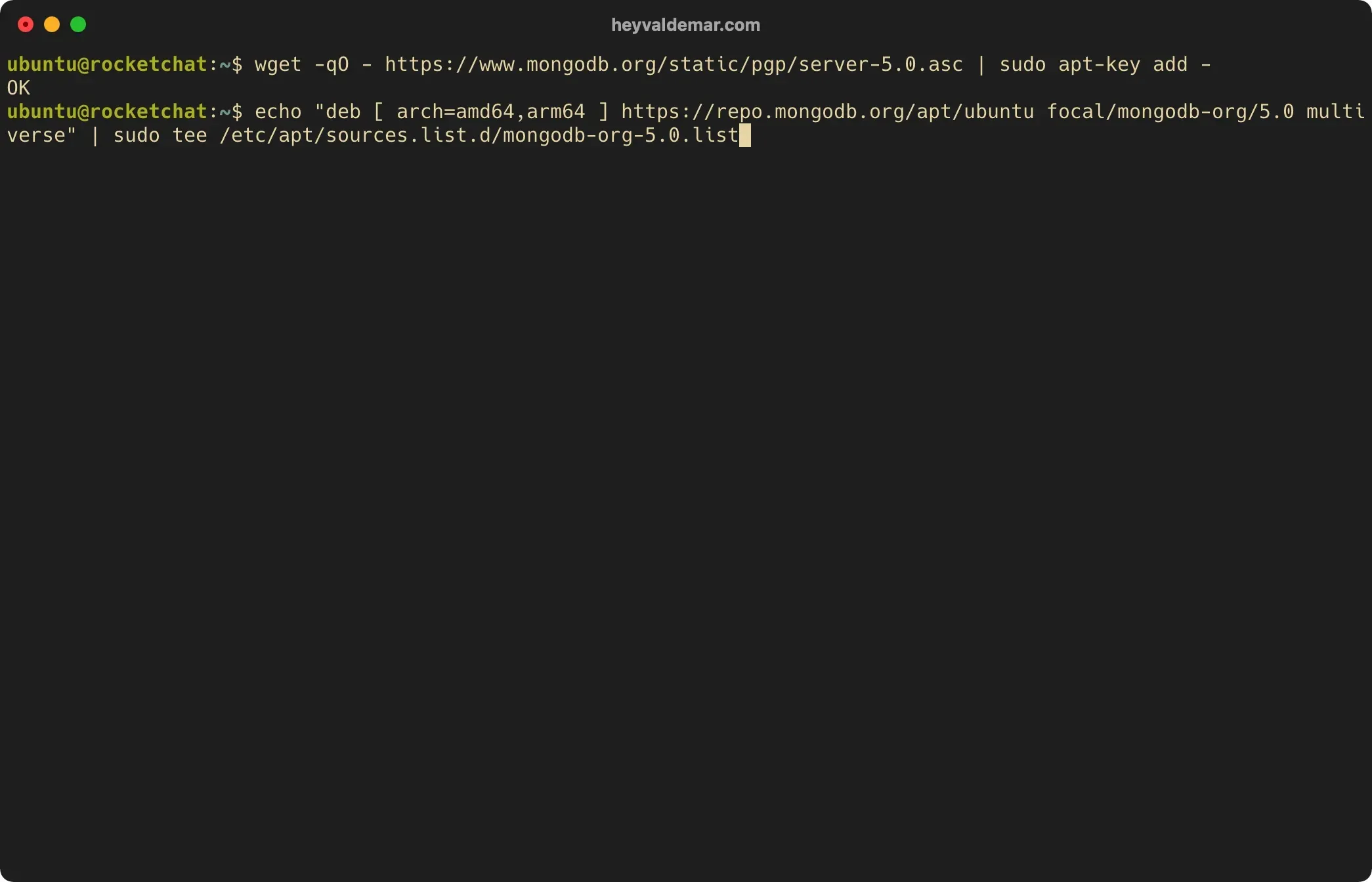 Install Rocket.Chat on Ubuntu Server - Step 2