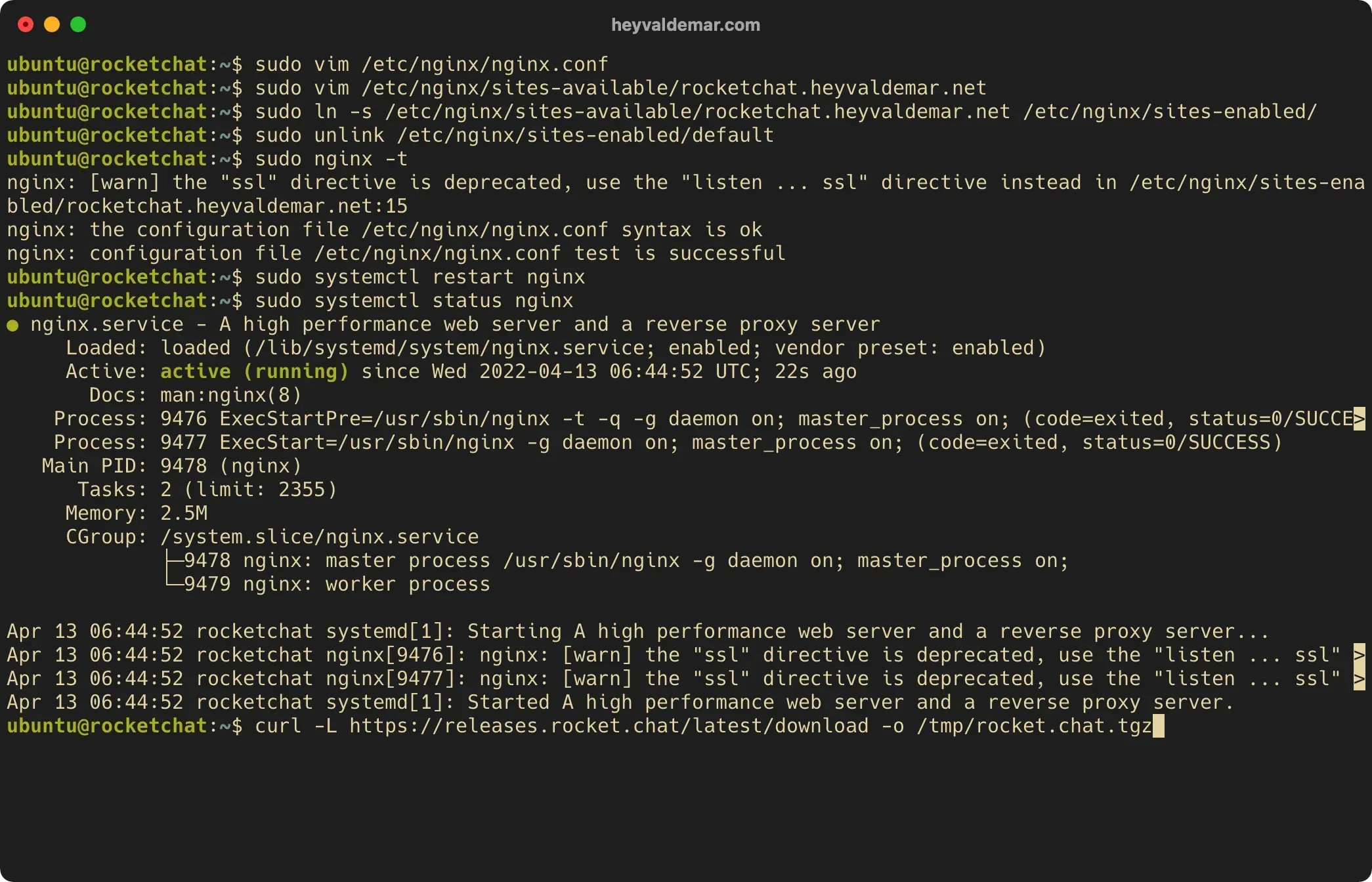 Install Rocket.Chat on Ubuntu Server - Step 25
