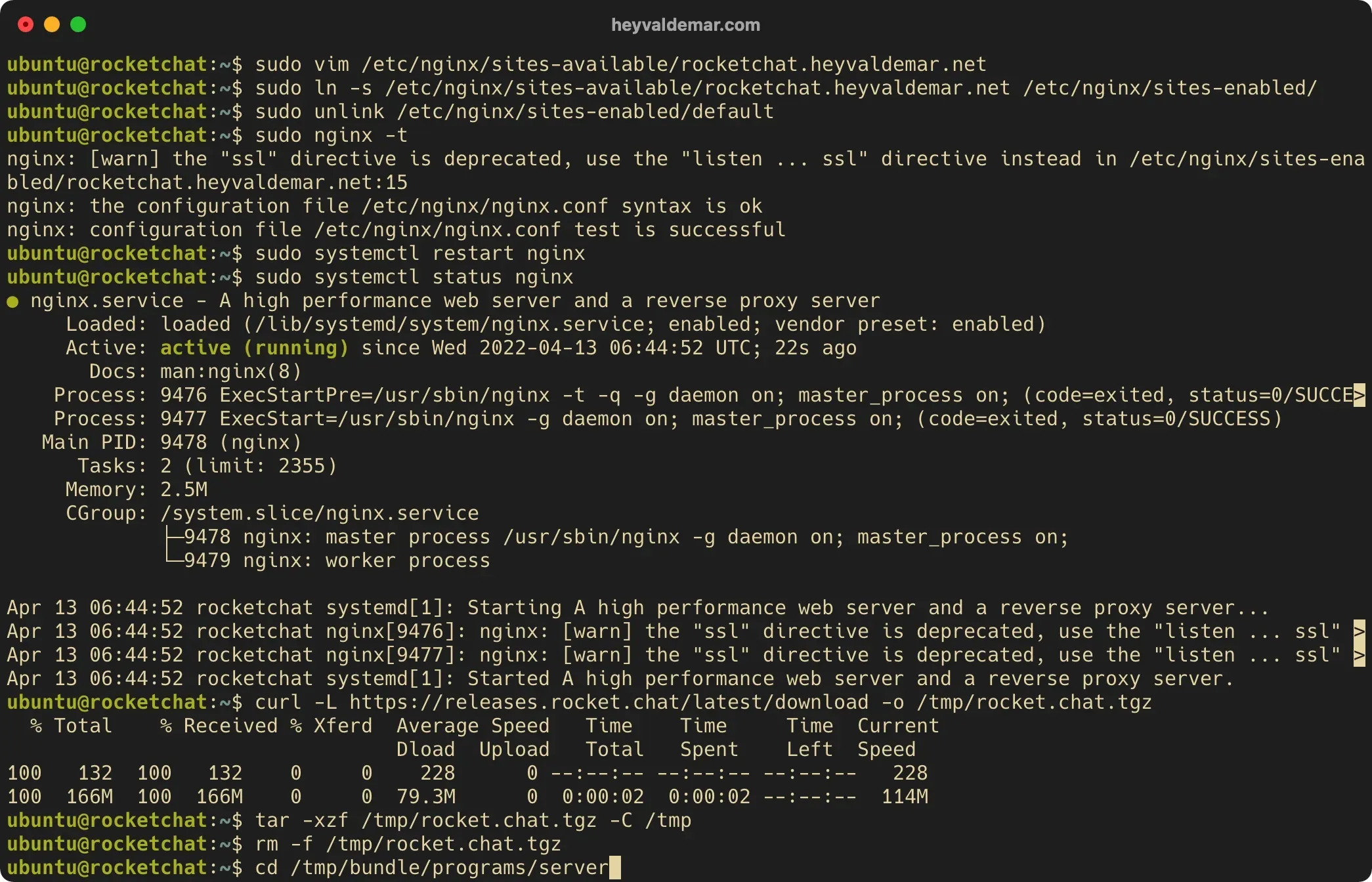 Install Rocket.Chat on Ubuntu Server - Step 28