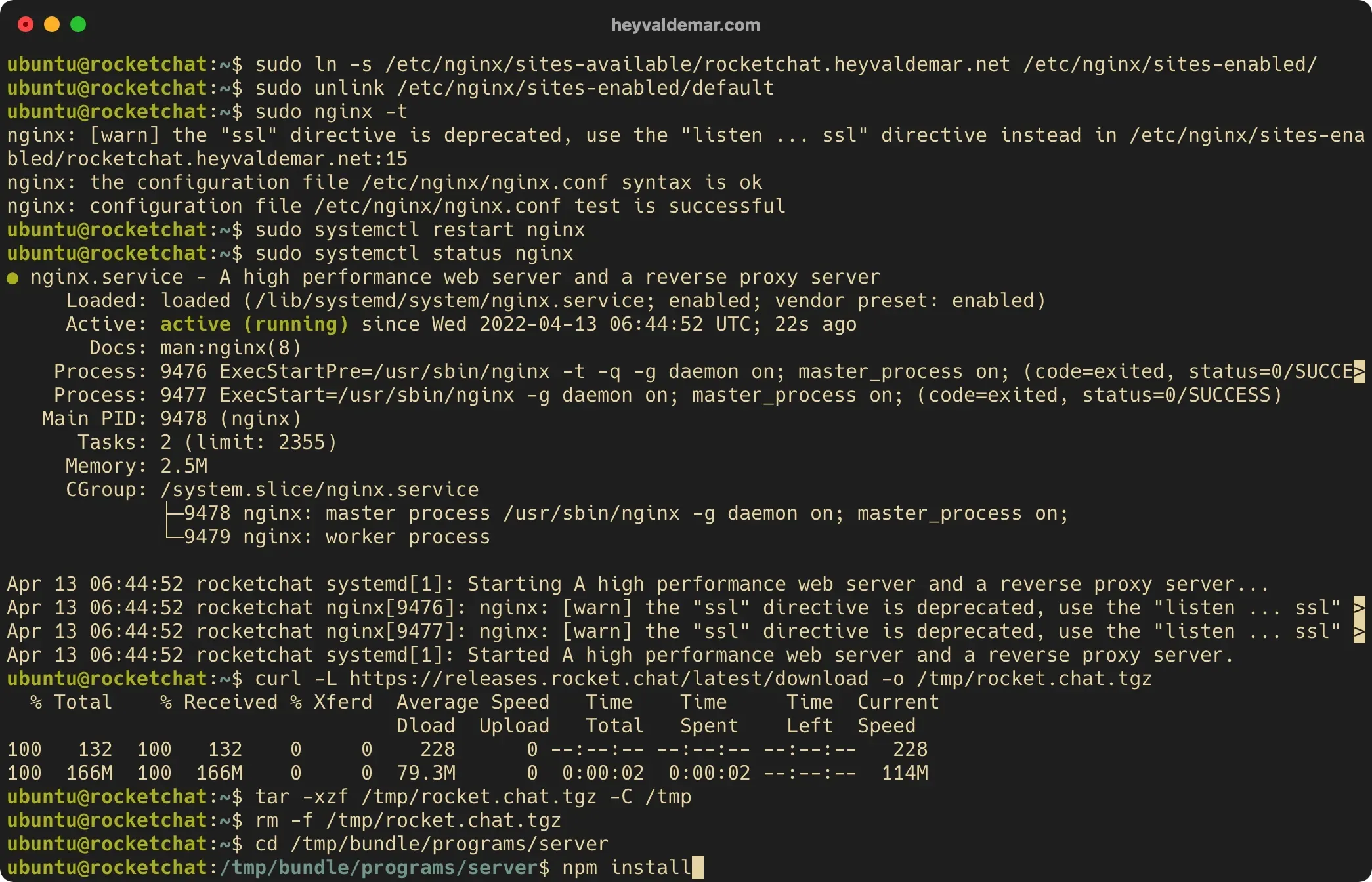 Install Rocket.Chat on Ubuntu Server - Step 29