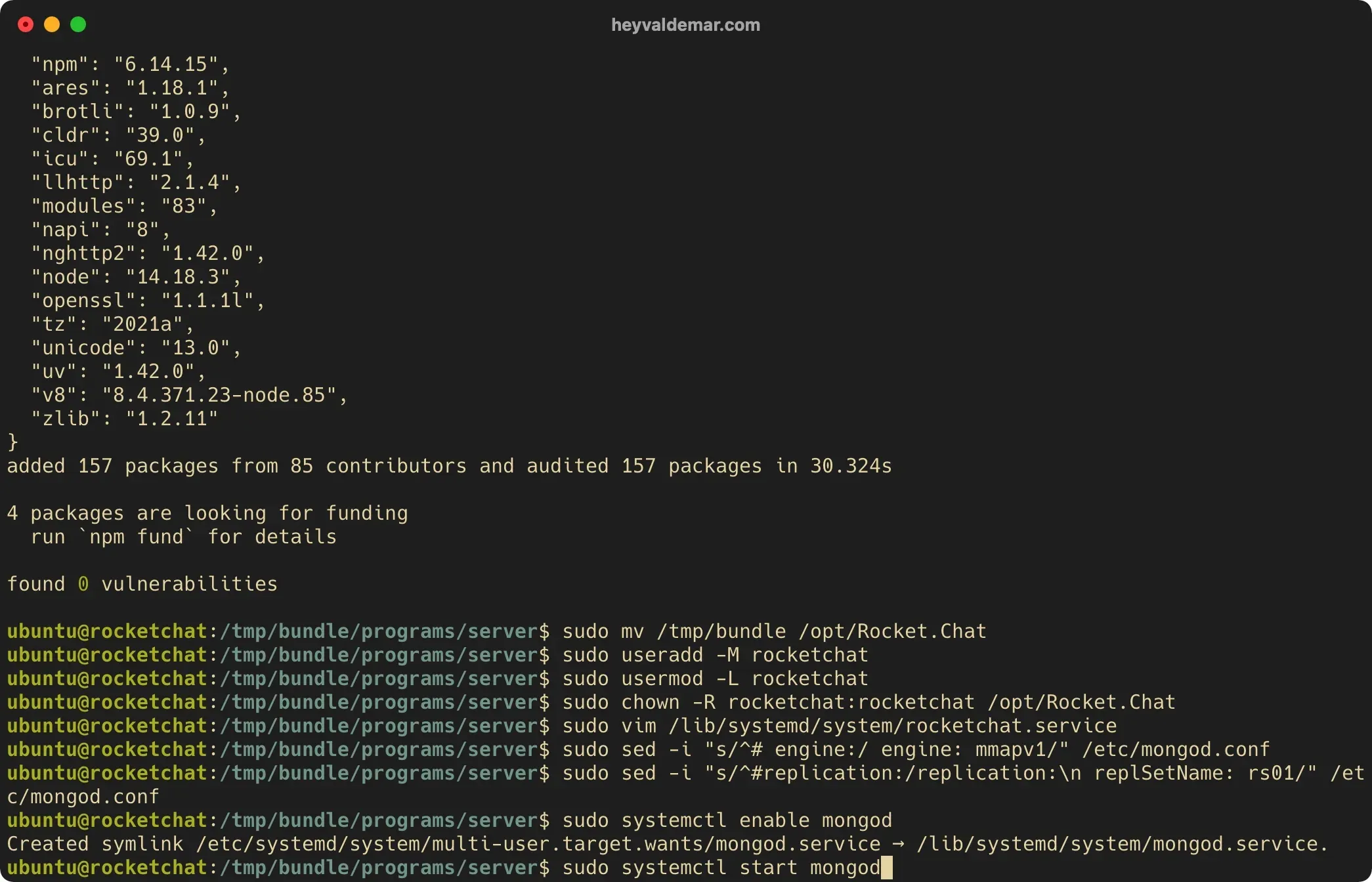 Install Rocket.Chat on Ubuntu Server - Step 40