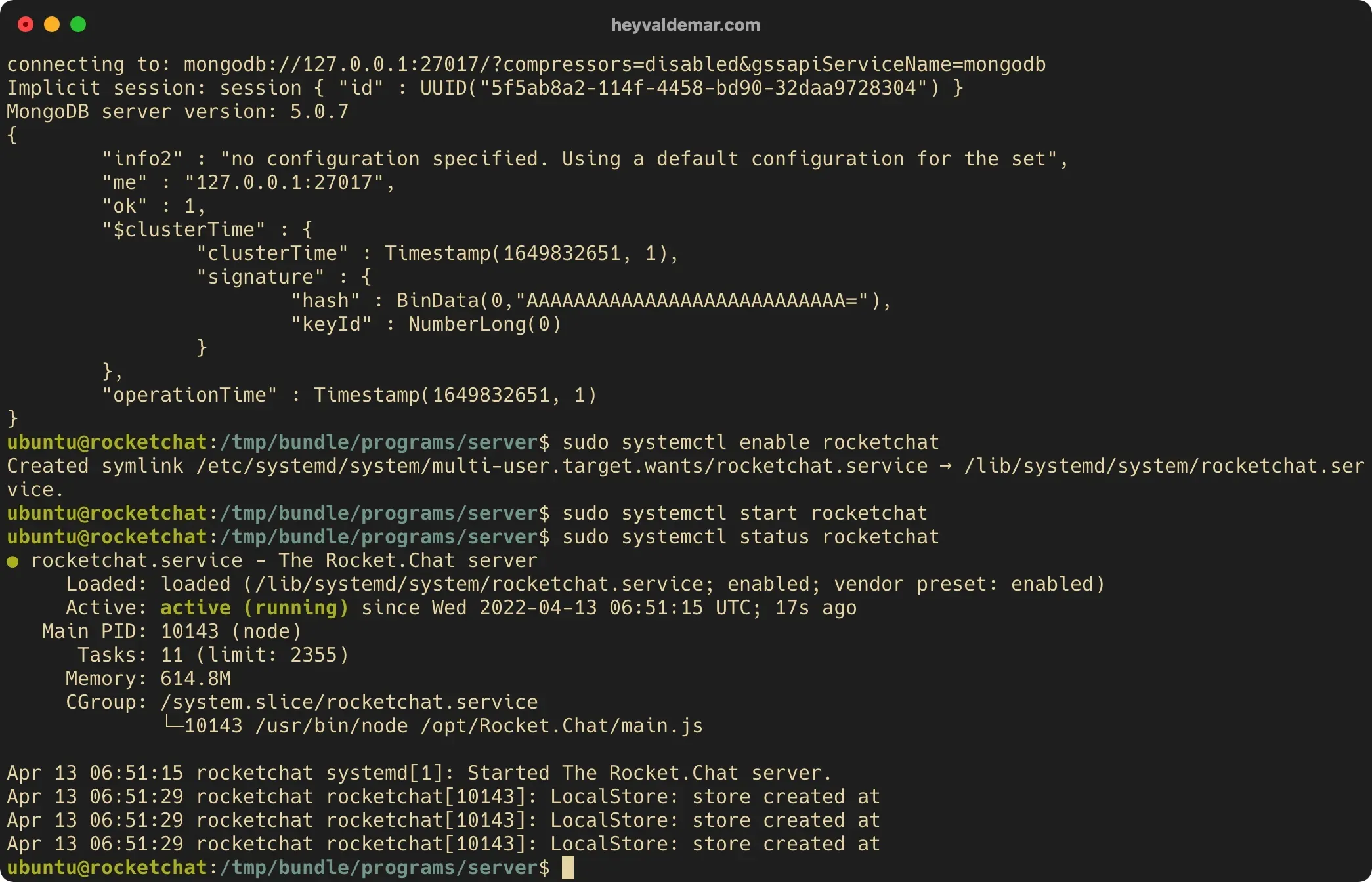 Install Rocket.Chat on Ubuntu Server - Step 46