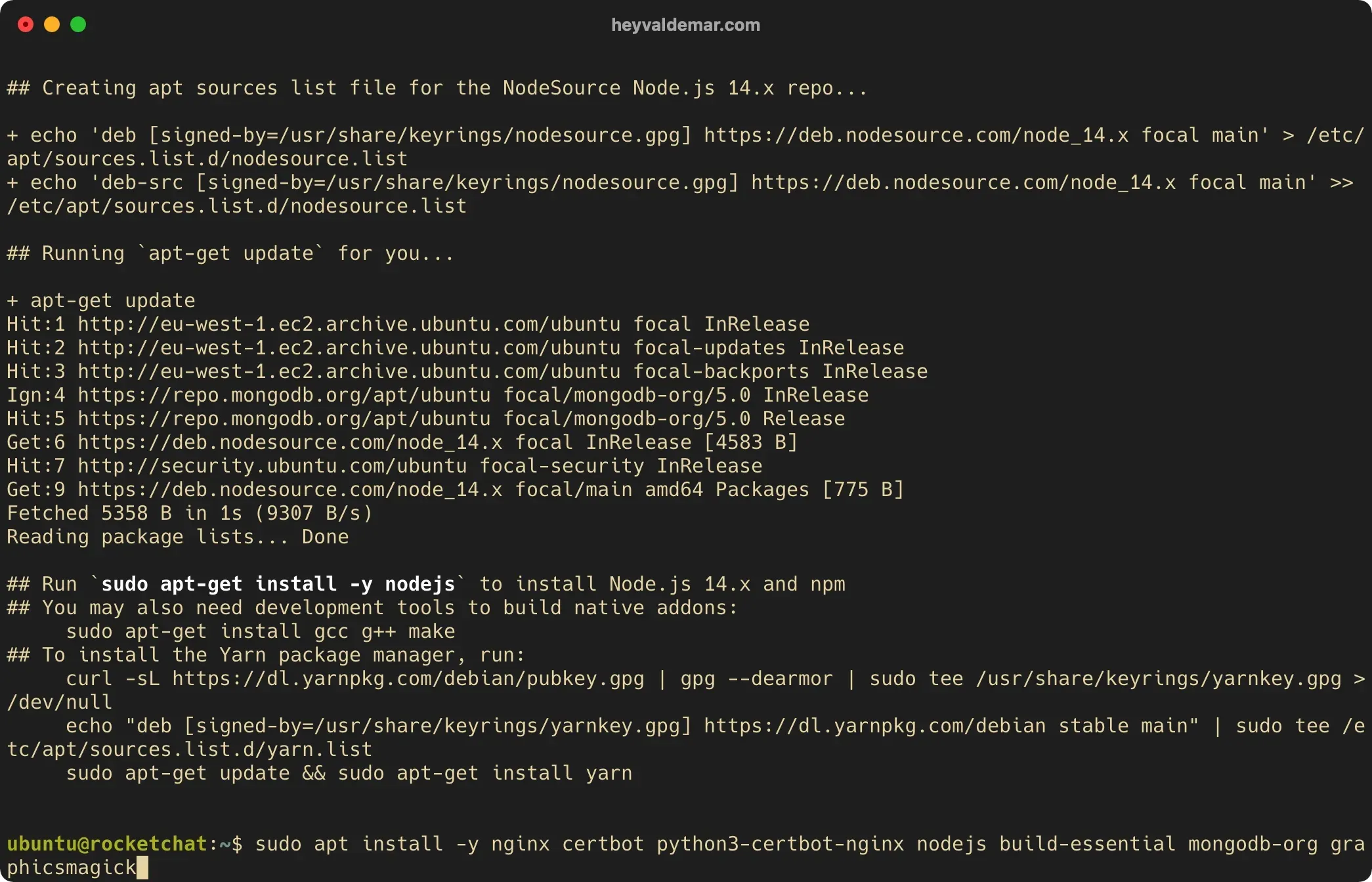 Install Rocket.Chat on Ubuntu Server - Step 5