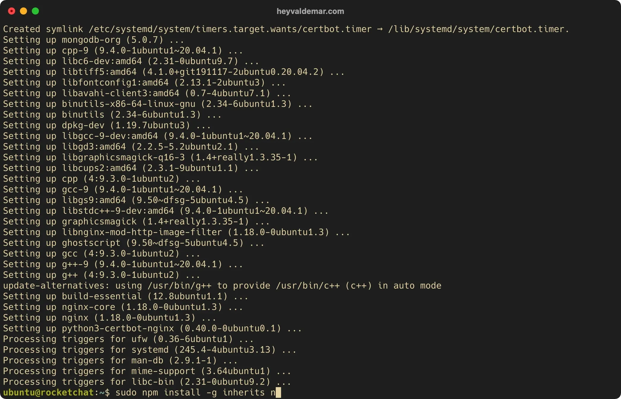 Install Rocket.Chat on Ubuntu Server - Step 6