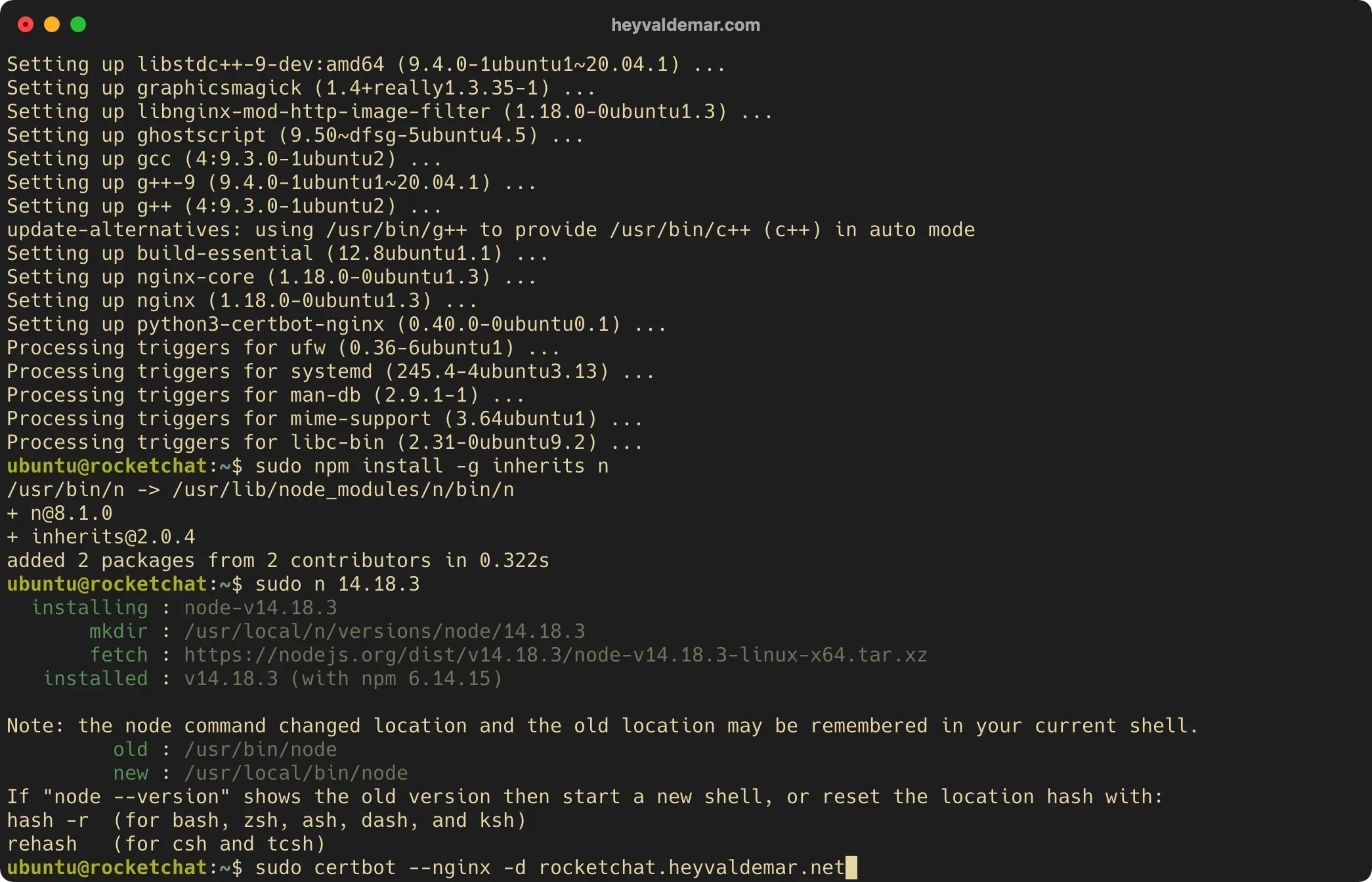 Install Rocket.Chat on Ubuntu Server - Step 8