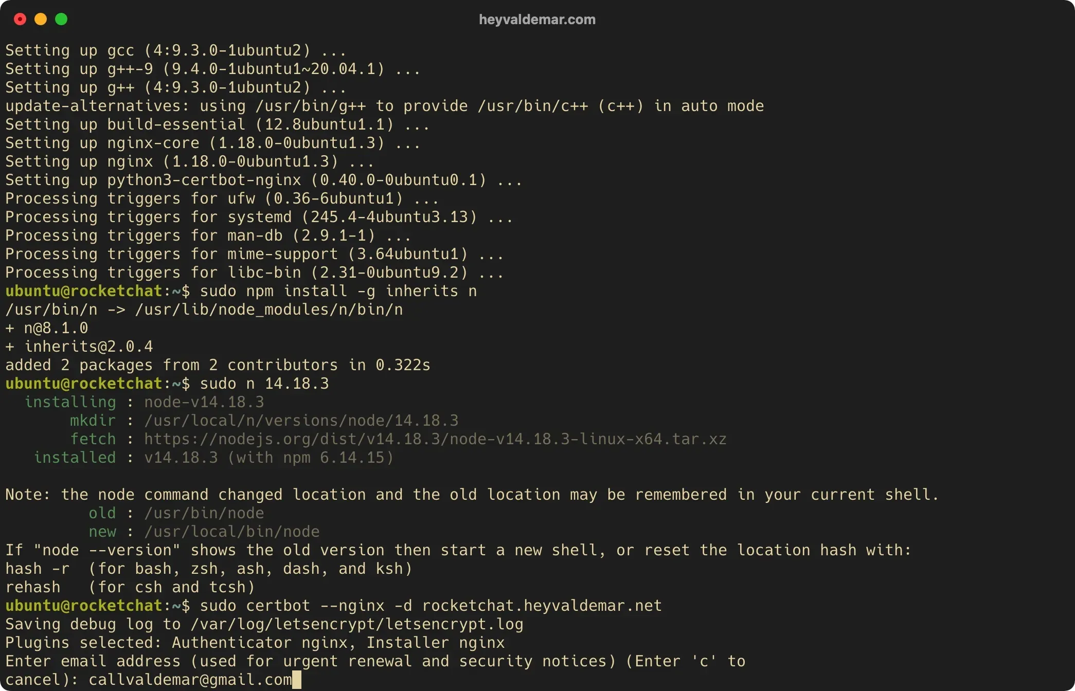 Install Rocket.Chat on Ubuntu Server - Step 9