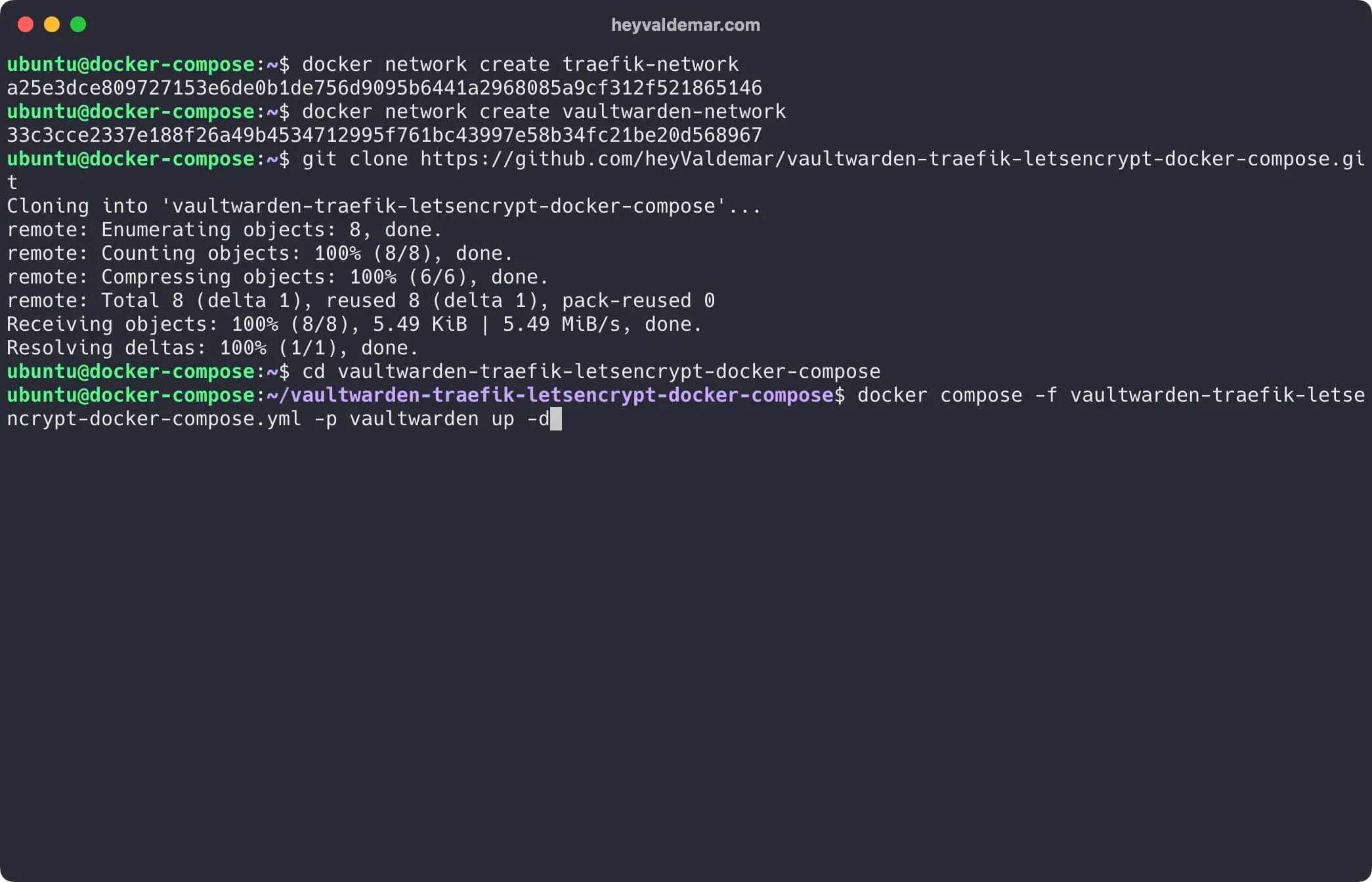 Install Vaultwarden Using Docker Compose - Step 5