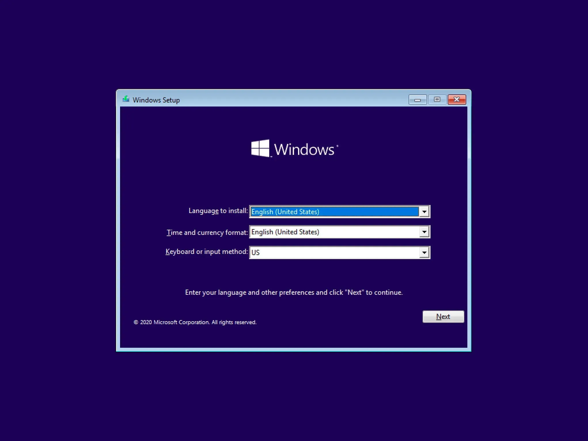 Install Windows 10 - Step 1