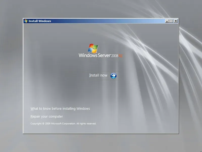 Install Windows Server 2008 R2 - Step 2