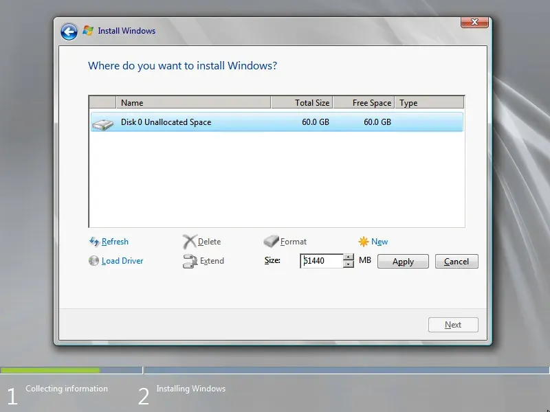 Install Windows Server 2008 R2 - Step 8