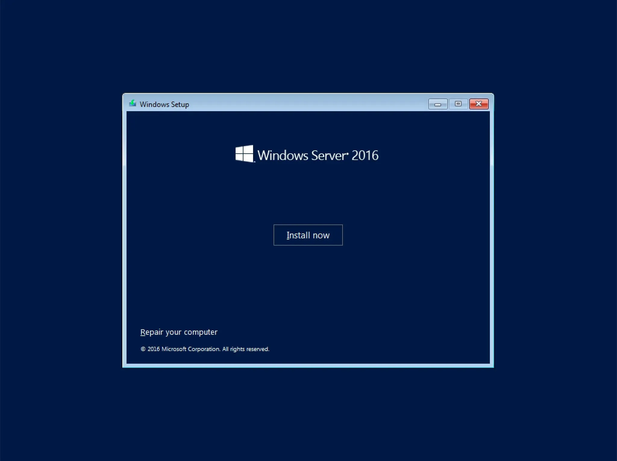 Install Windows Server 2016 - Step 2
