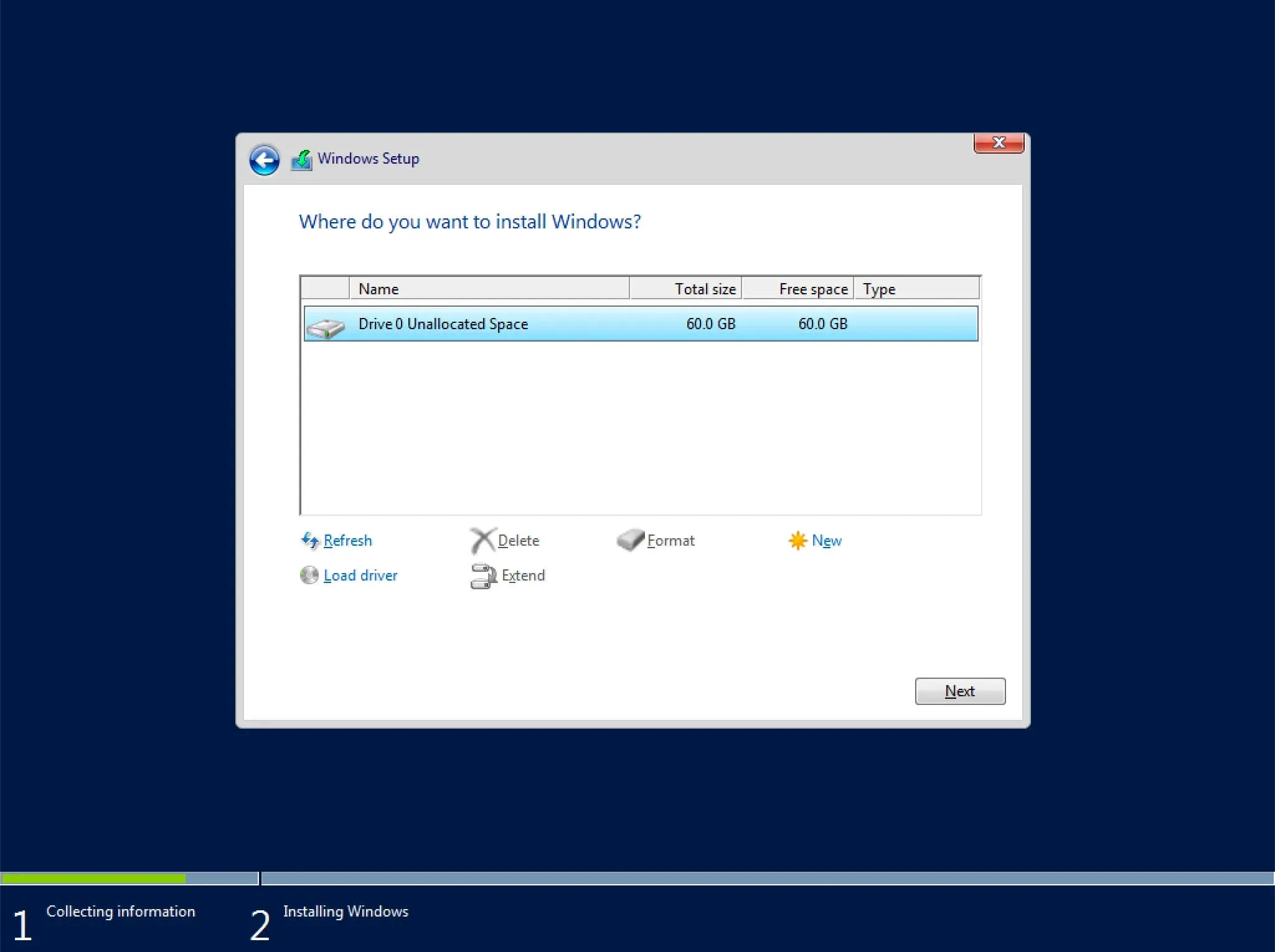 Install Windows Server 2016 - Step 6