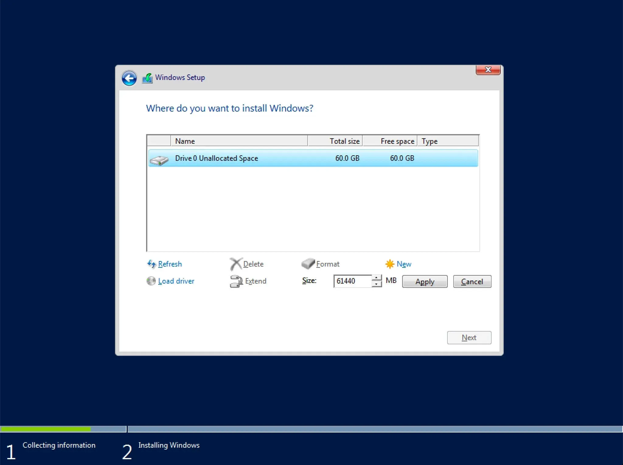 Install Windows Server 2016 - Step 7