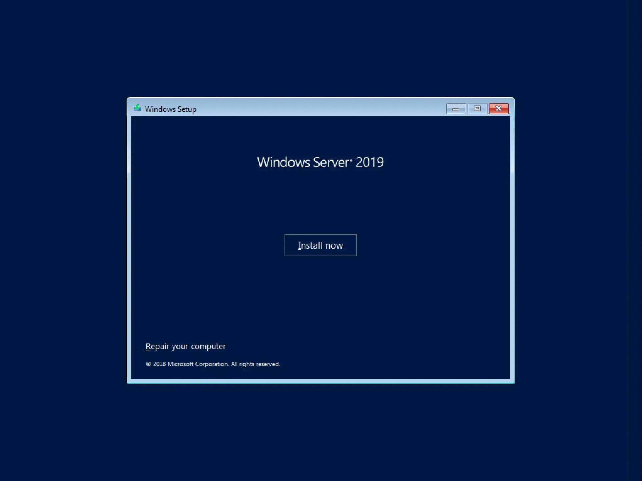 Install Windows Server 2019 - Step 2
