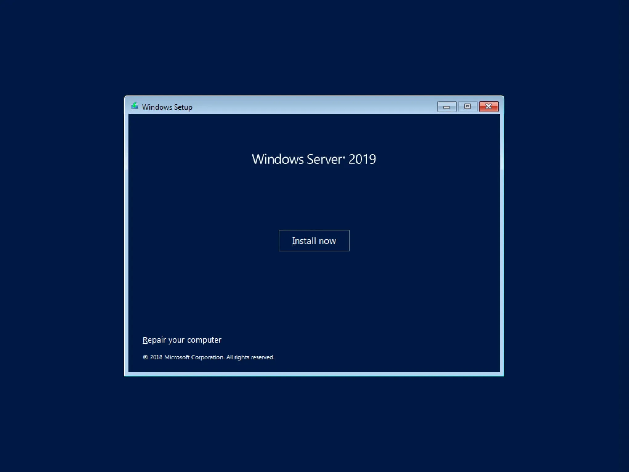 Install Windows Server 2019 Server Core - Step 2