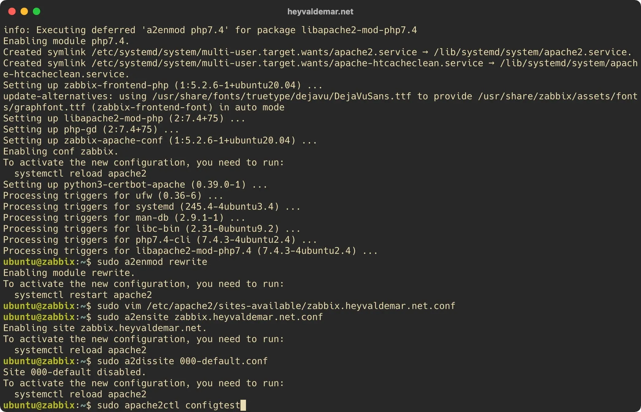 Install Zabbix on Ubuntu Server - Step 11