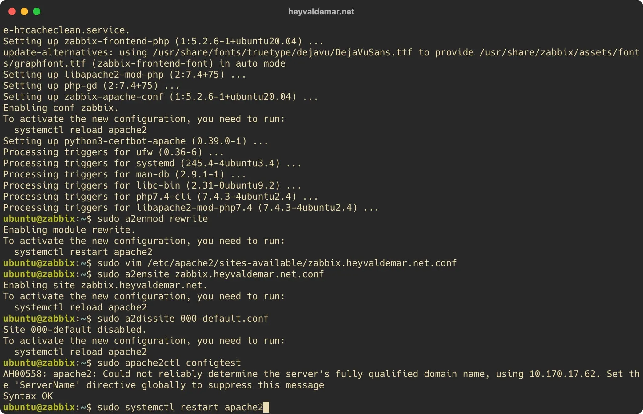Install Zabbix on Ubuntu Server - Step 12