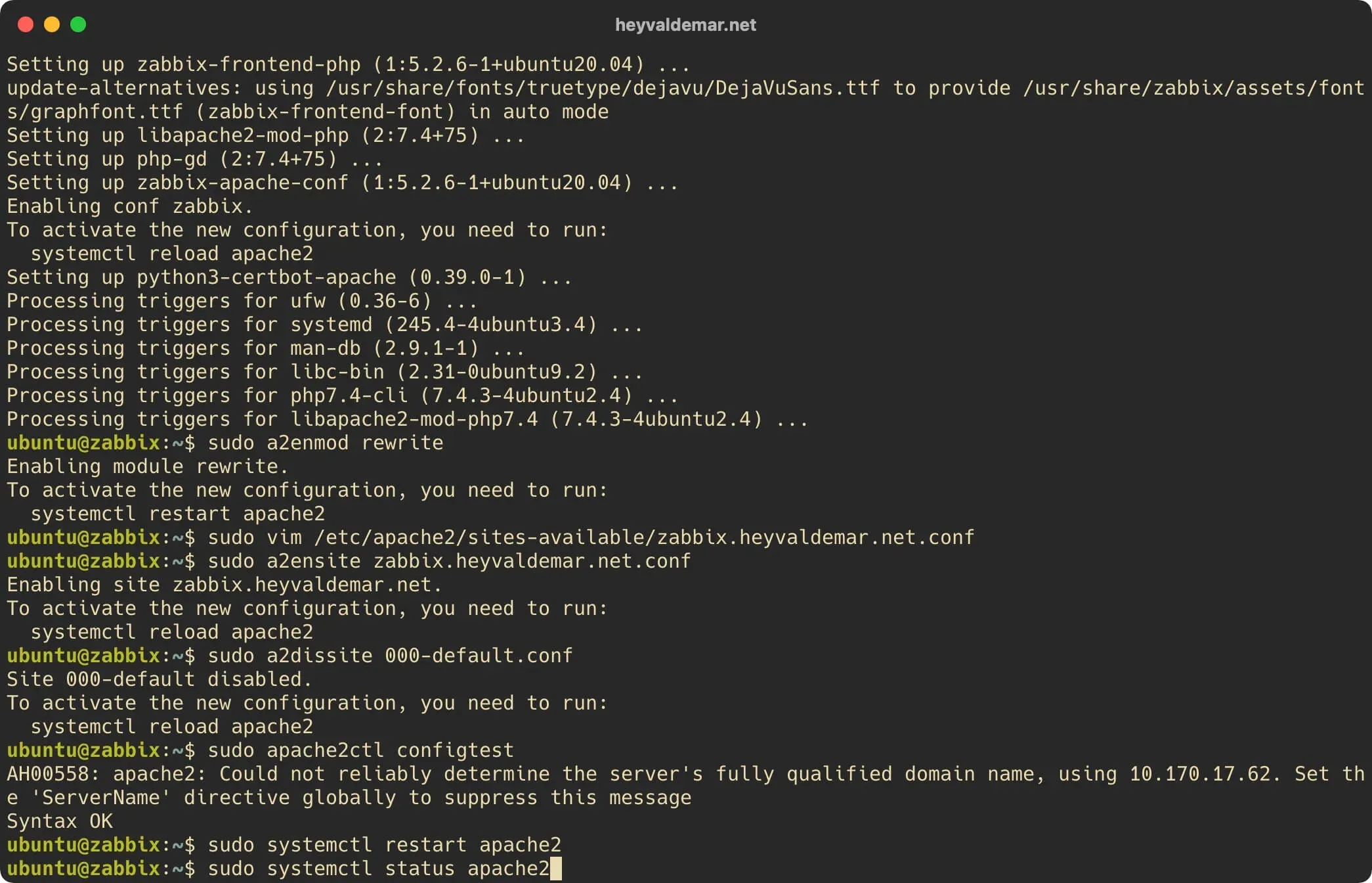 Install Zabbix on Ubuntu Server - Step 13