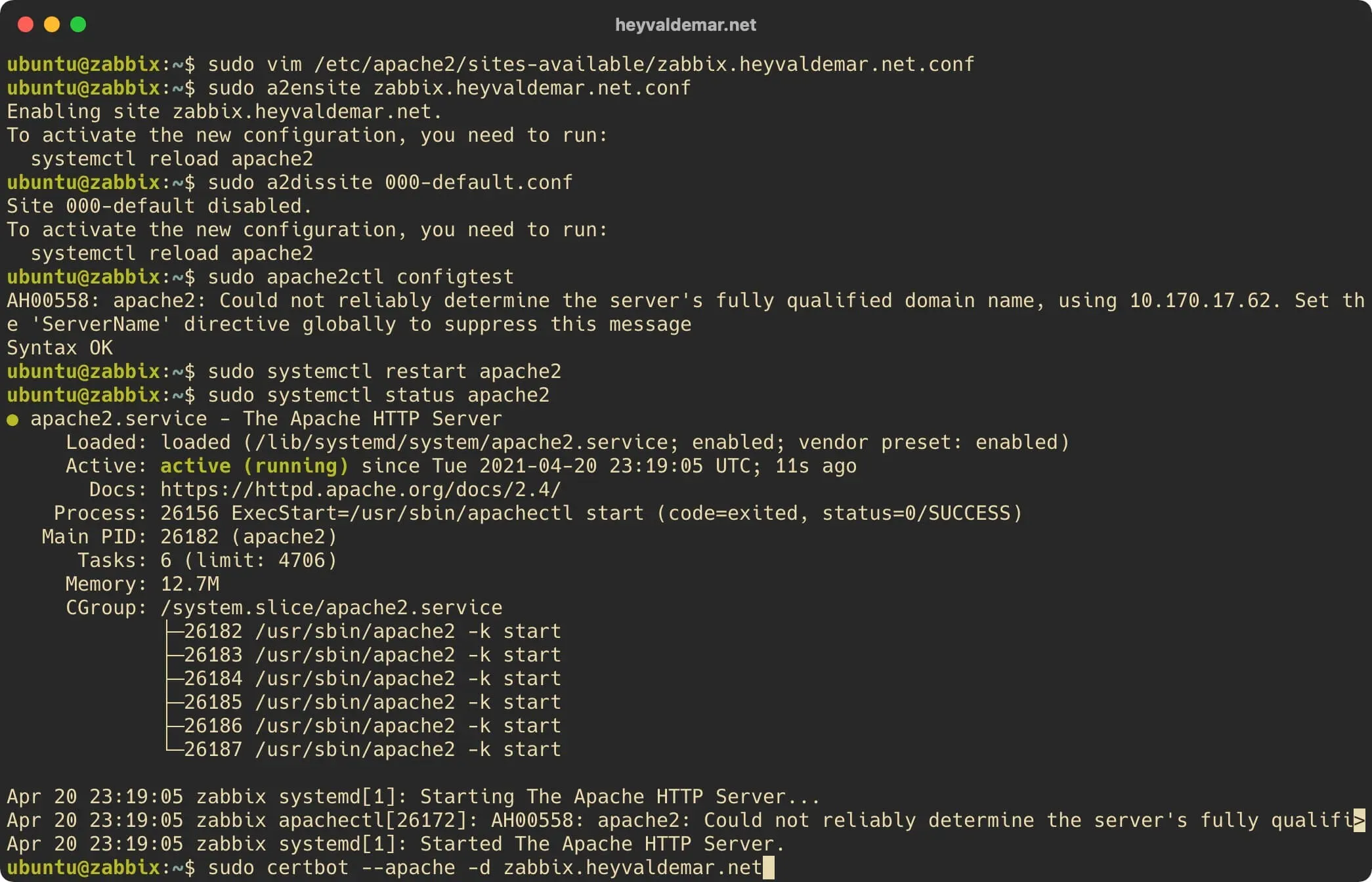 Install Zabbix on Ubuntu Server - Step 14