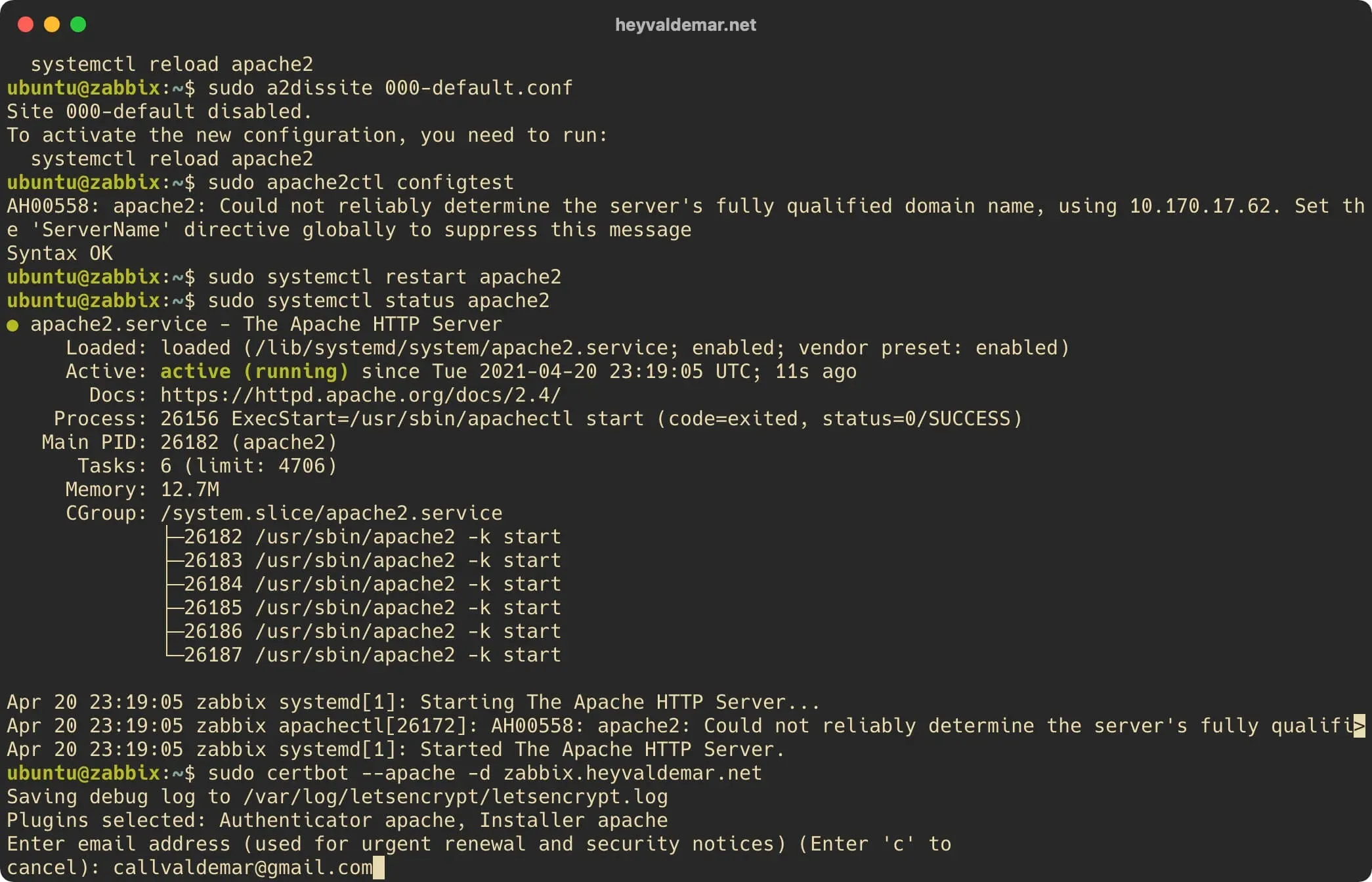 Install Zabbix on Ubuntu Server - Step 15