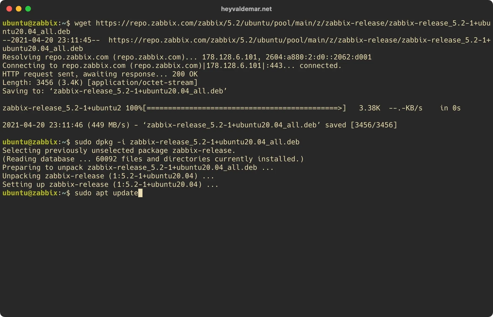 Install Zabbix on Ubuntu Server - Step 3