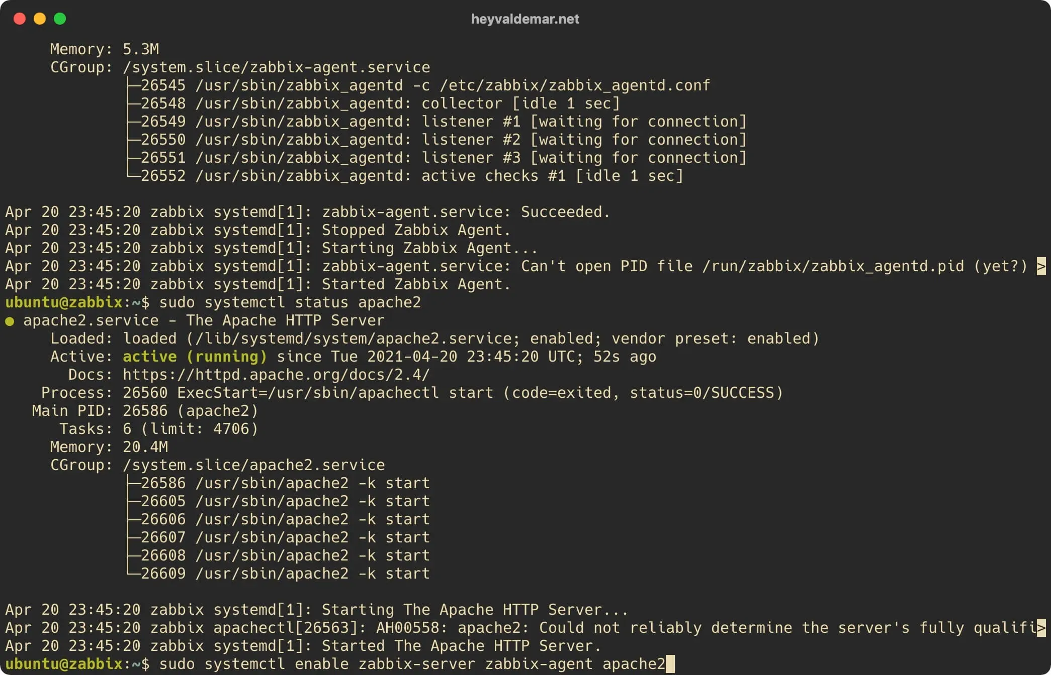 Install Zabbix on Ubuntu Server - Step 49