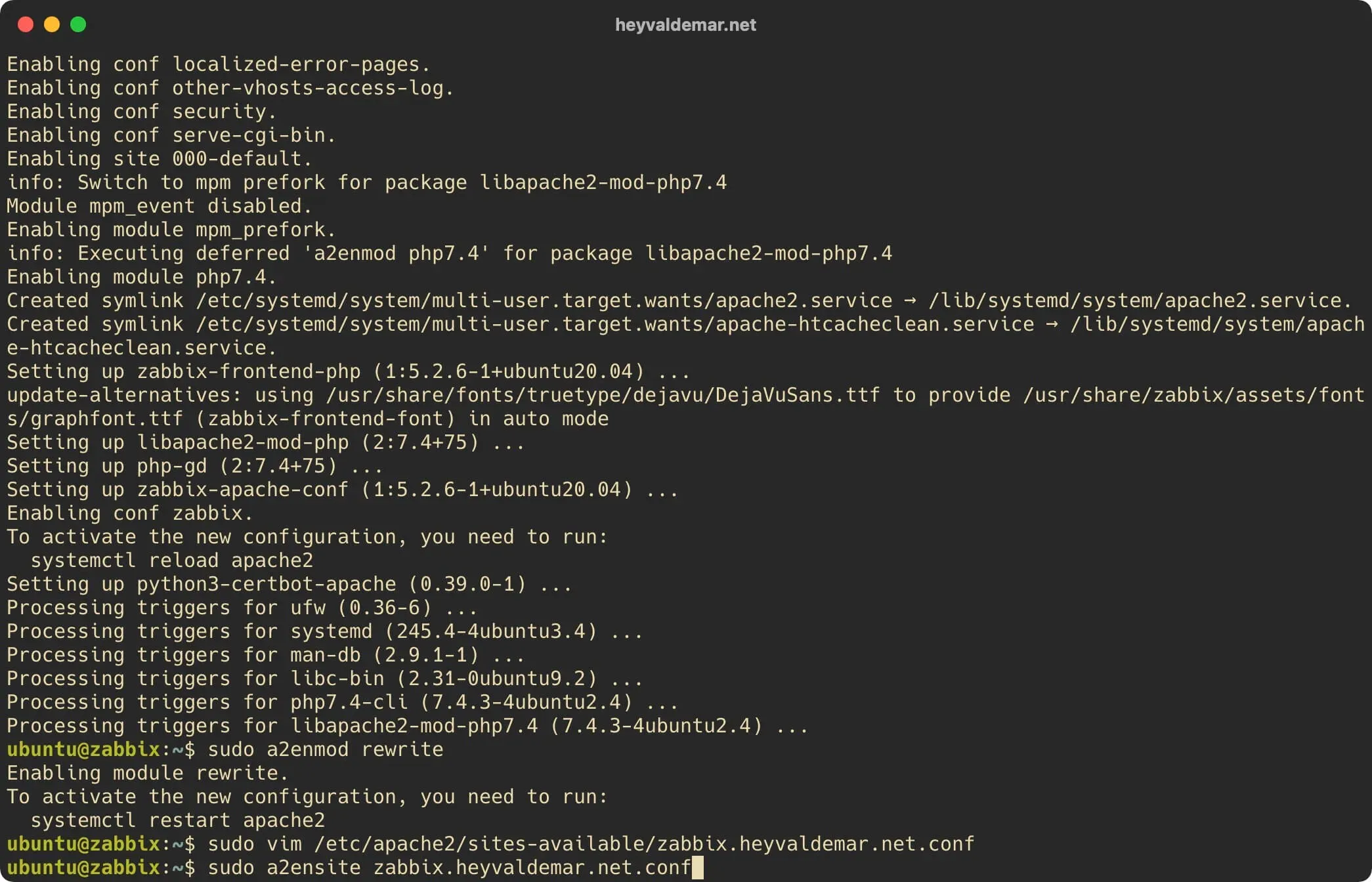 Install Zabbix on Ubuntu Server - Step 9