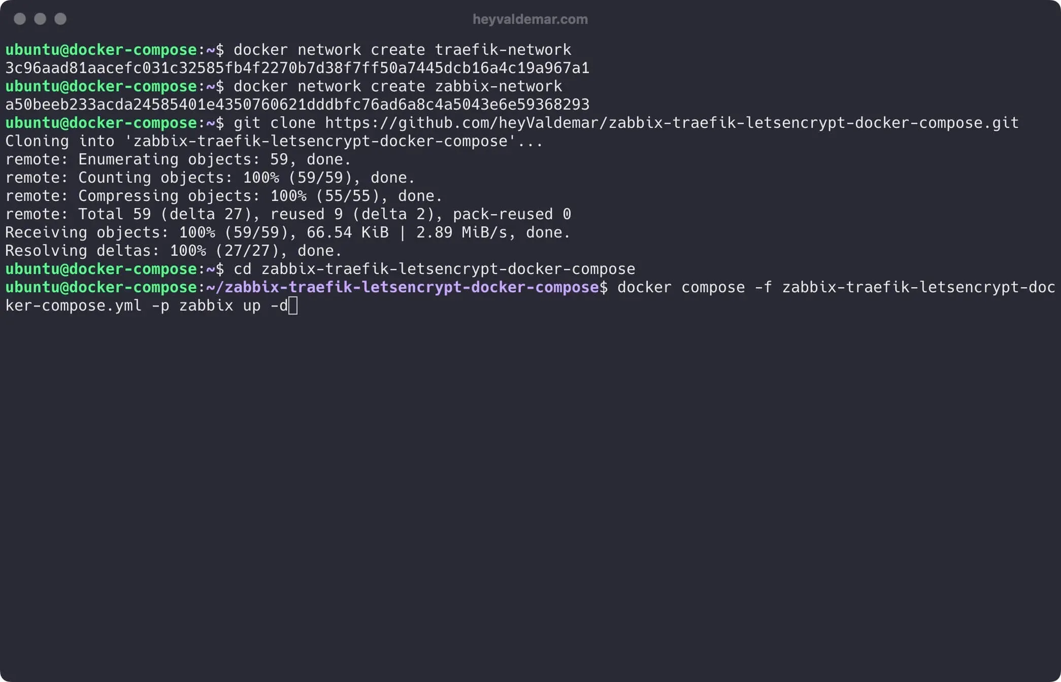 Install Zabbix Using Docker Compose - Step 5