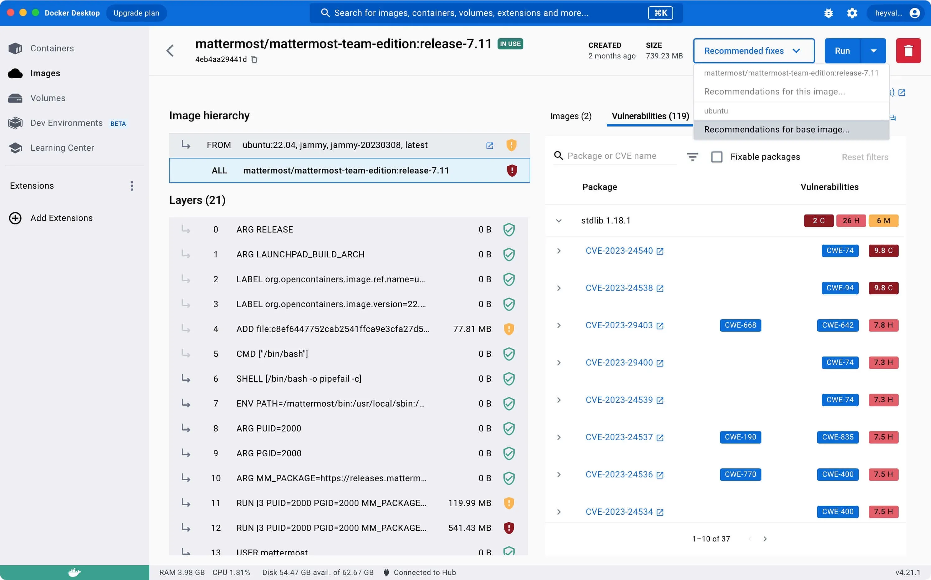Mastering Docker Scout through Docker Desktop GUI and CLI - Step 3