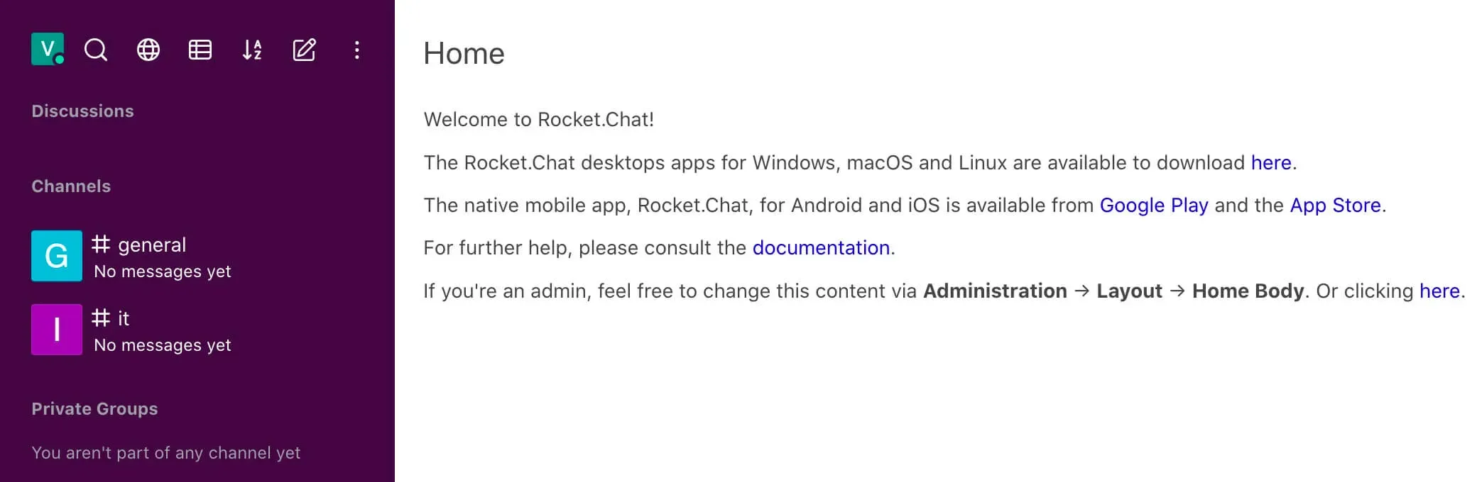Rocket.Chat in Slack Color - Step 1