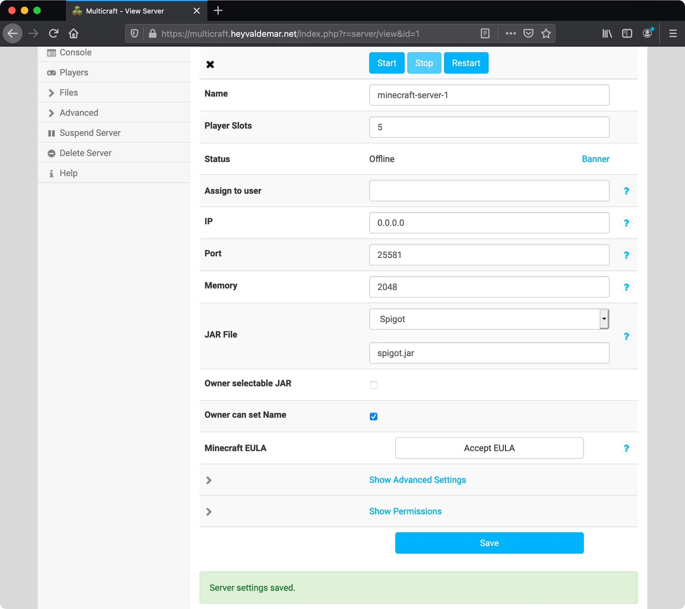 Run a Minecraft Server with Multicraft - Step 7