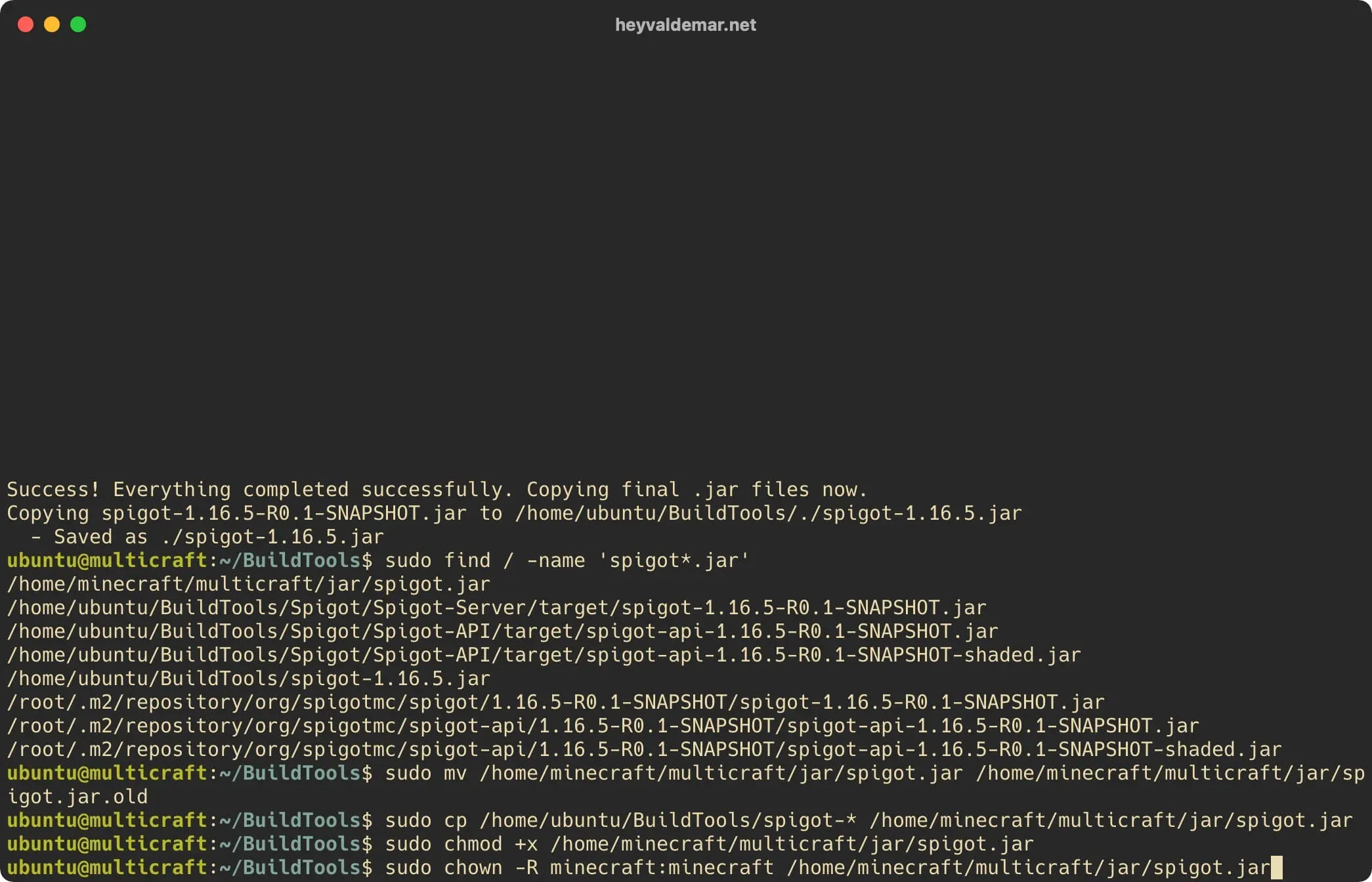 Upgrade Spigot on Ubuntu Server with Multicraft - Step 10