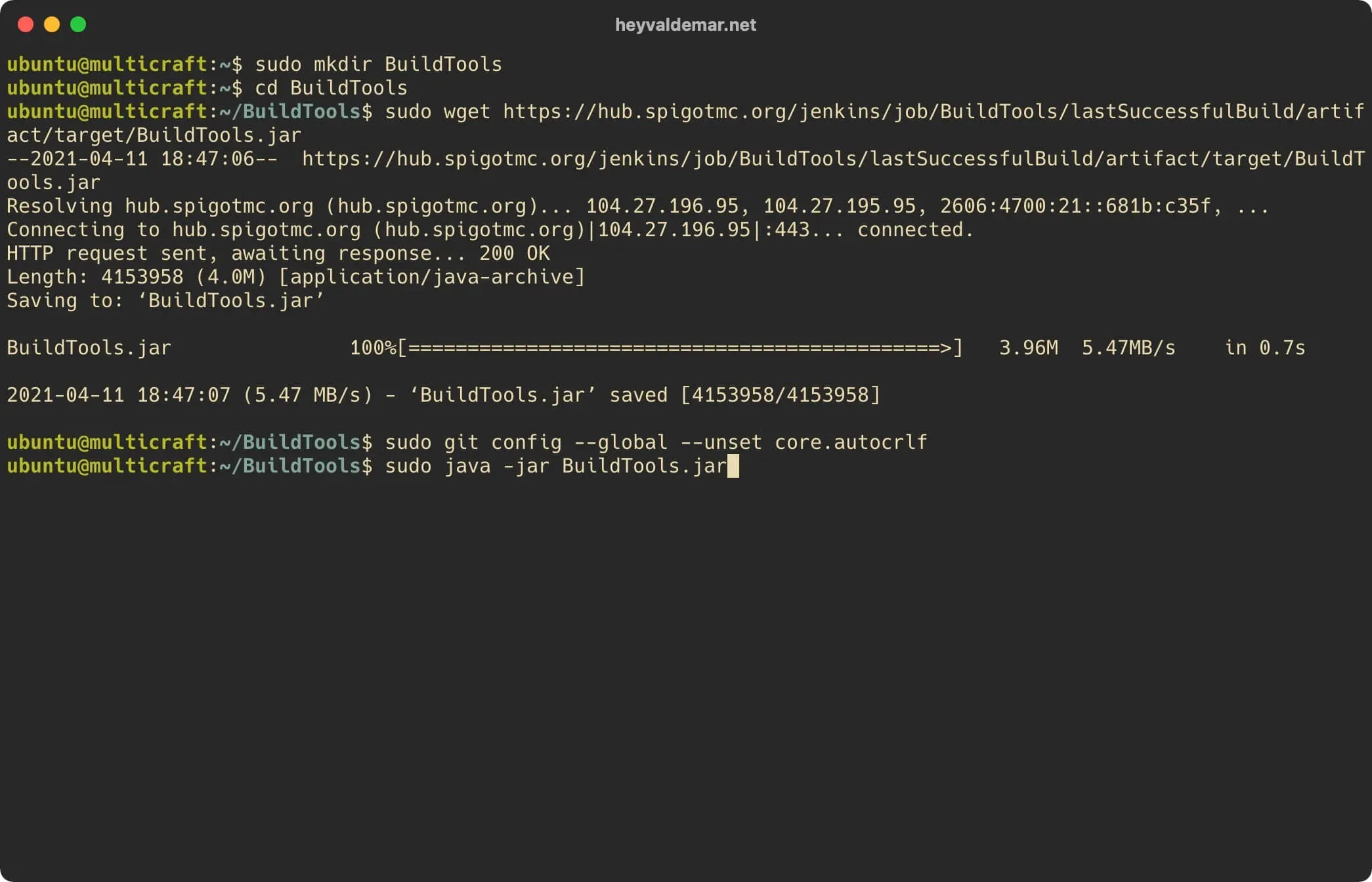 Upgrade Spigot on Ubuntu Server with Multicraft - Step 5