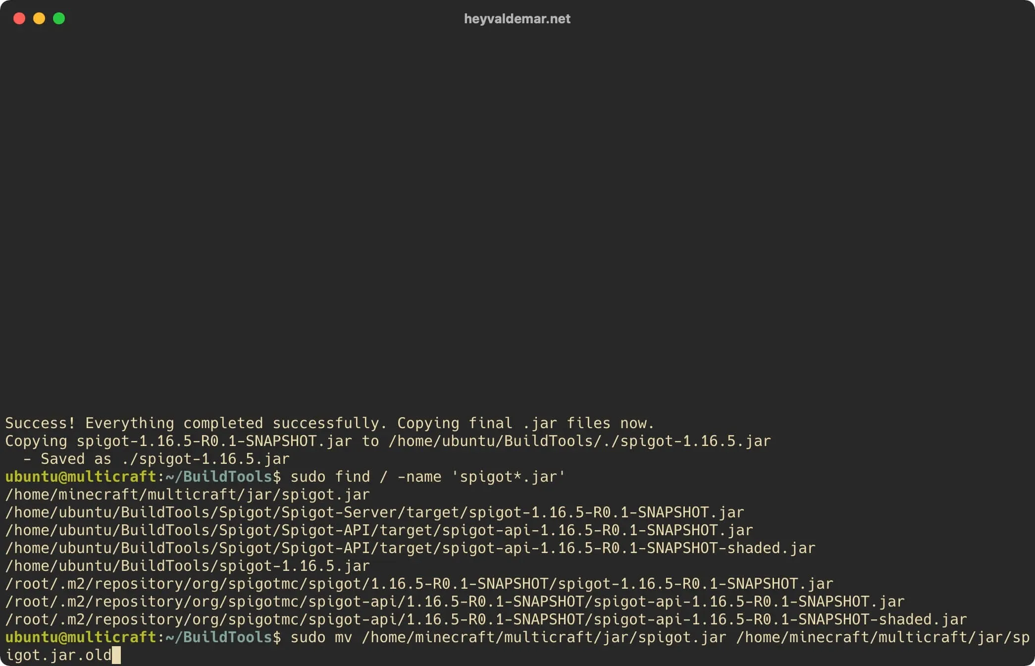 Upgrade Spigot on Ubuntu Server with Multicraft - Step 7